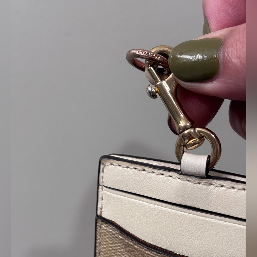 Coach Monogram ID Holder Lanyard Brown Canvas Card Case - Picture 6 of 7